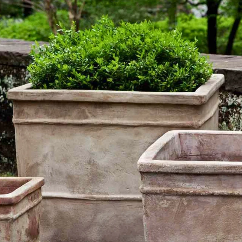 Antico Square Set of 3 Terra Cotta Planters - Campania #6039