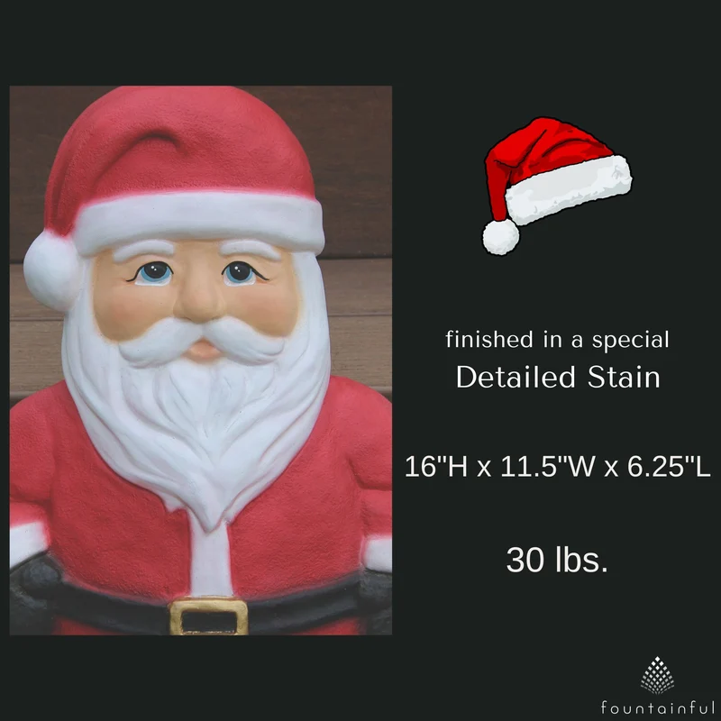Contemporary Santa Concrete Garden Statue - Massarellis #4233