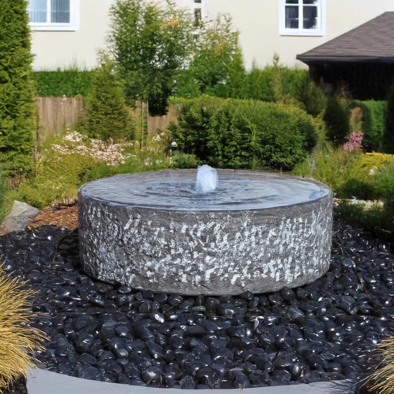 Basalt "Yoshida" Round Fountain & Pooling Block - Complete Kit - Blue Thumb