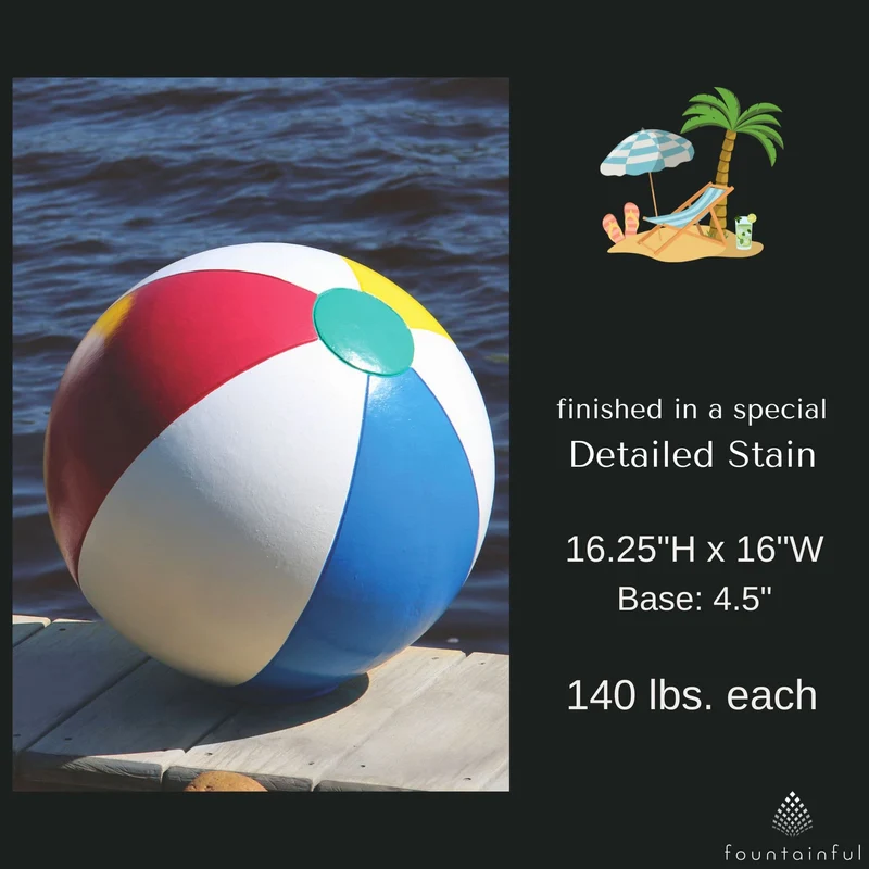 Beach Ball (Set of 2) Concrete Garden Statues - Massarellis #4119