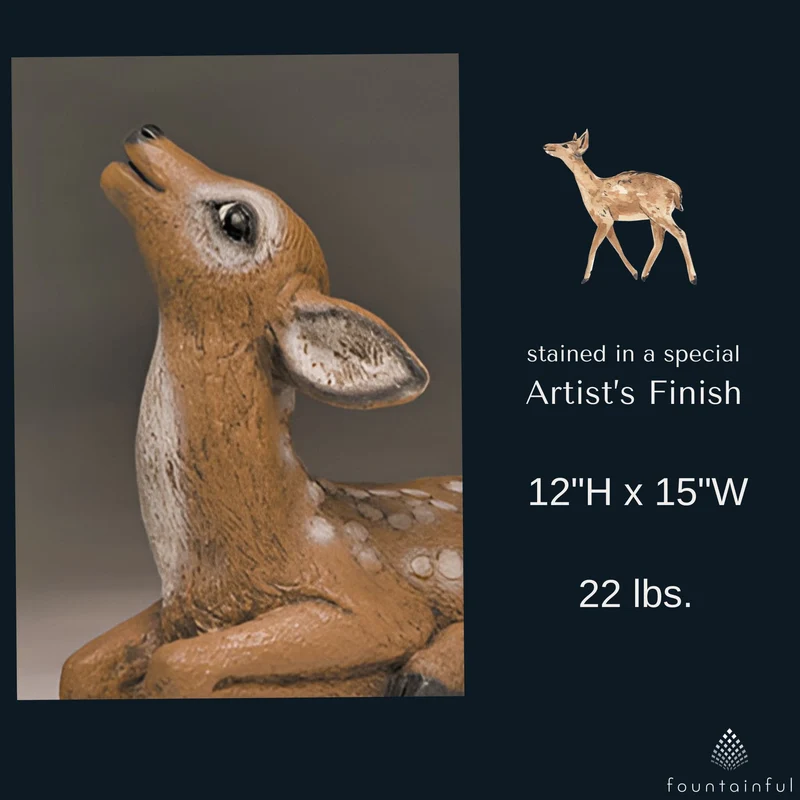 Reclining Fawn Concrete Garden Statue - Fiore #577
