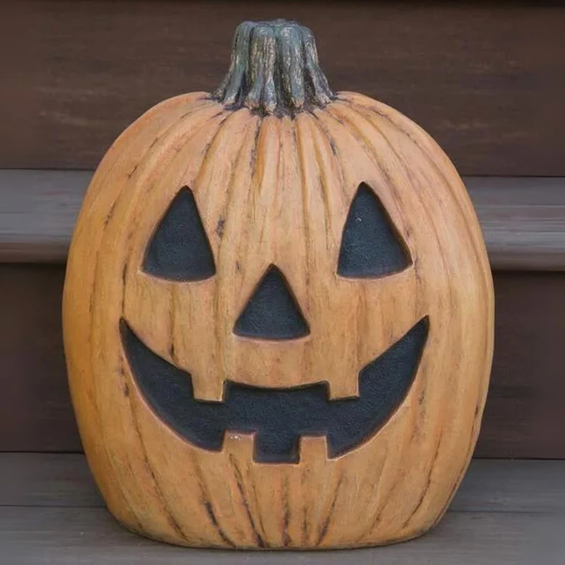 Tall Carved Pumpkin Concrete Garden Statue - Massarellis #4228