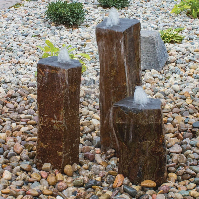 Triple Polished Top Basalt Fountain - Complete Kit- Blue Thumb