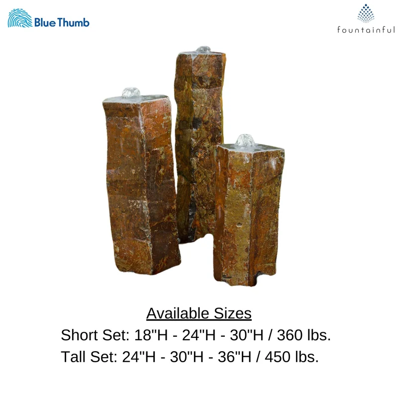 Triple Polished Top Basalt Fountain - Complete Kit- Blue Thumb