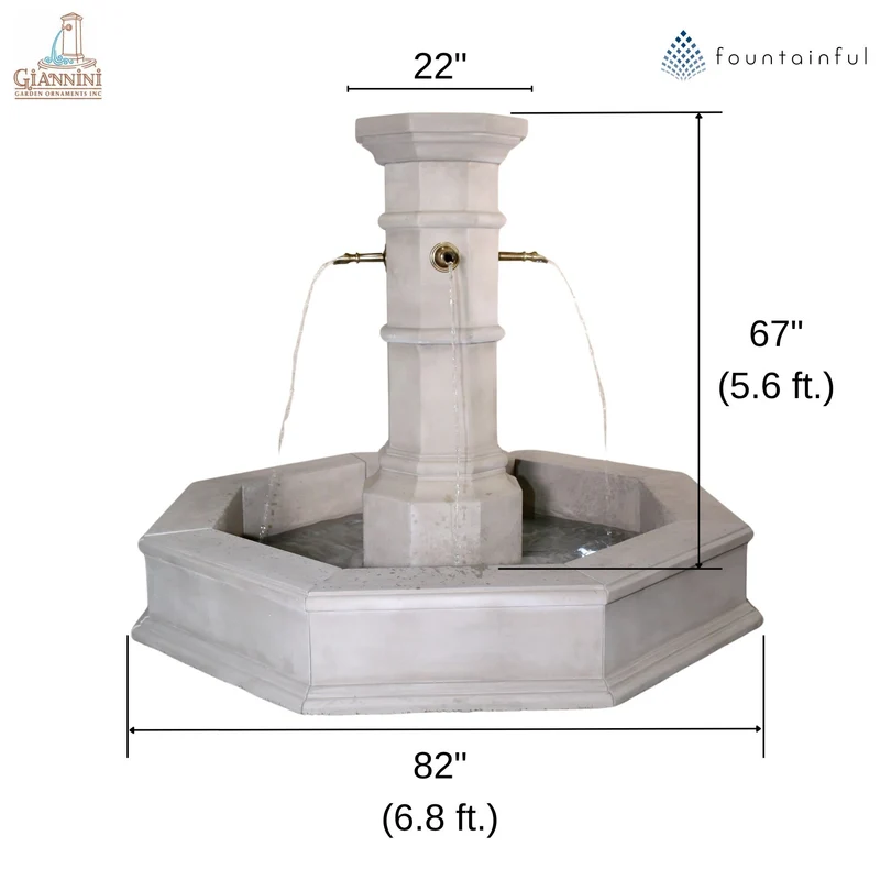 Octavius Concrete Column Pond Fountain - Giannini #1731