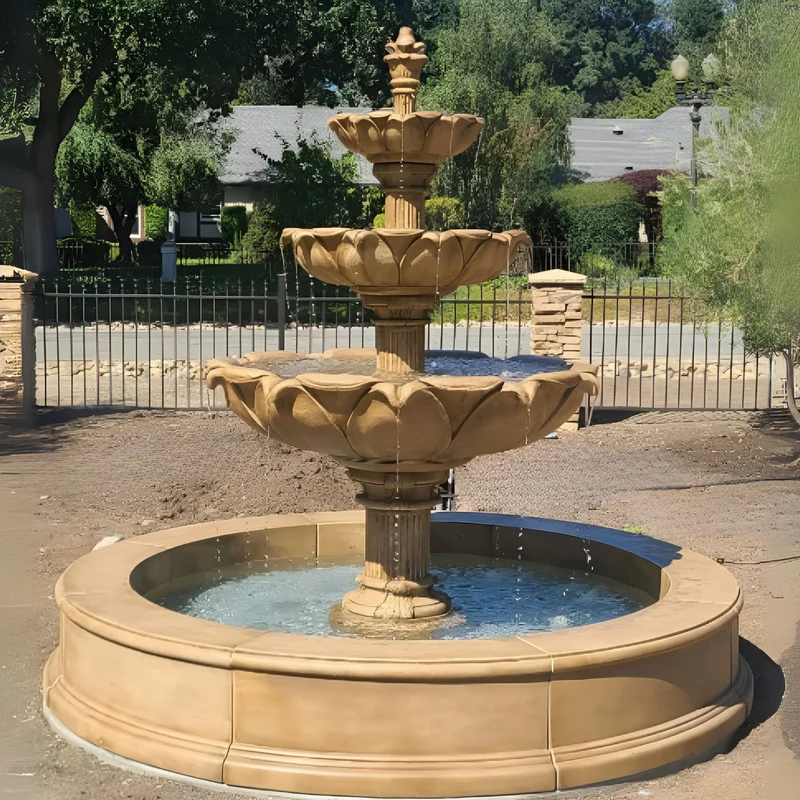 Acquarossa 3-Tier Pond Concrete Fountain - Giannini #1201P