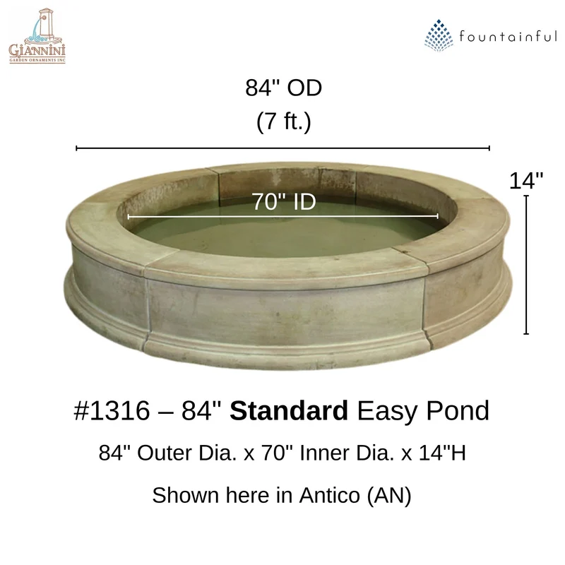 Acquarossa 3-Tier Pond Concrete Fountain - Giannini #1201P