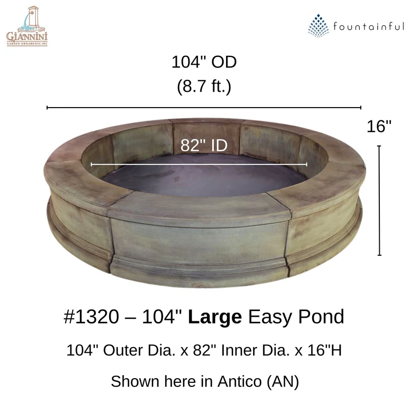 Acquarossa 3-Tier Pond Concrete Fountain - Giannini #1201P