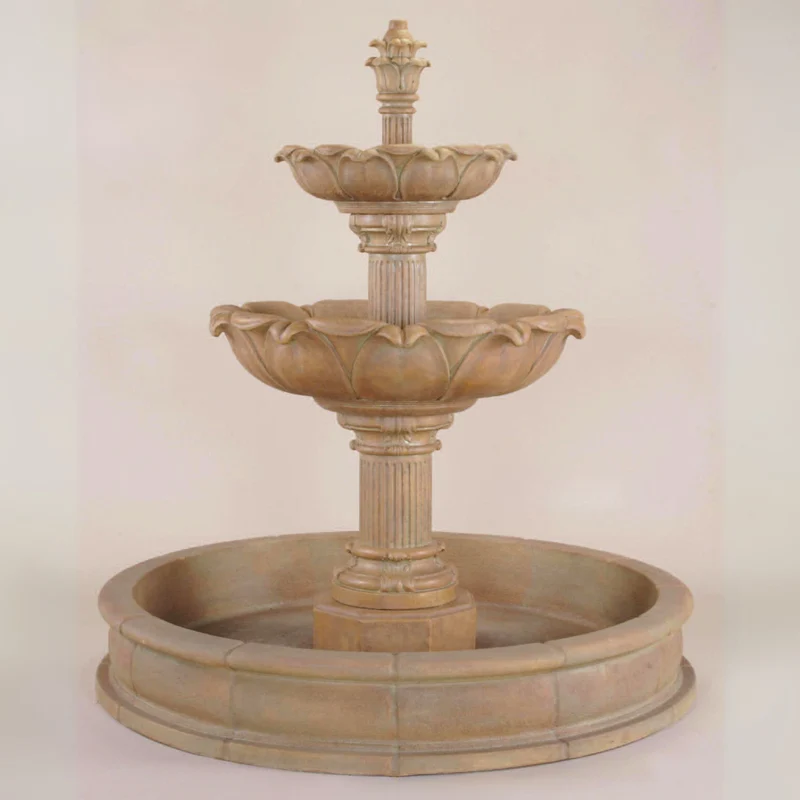 Acquarossa 2-Tier Pond Concrete Fountain - Giannini #1215