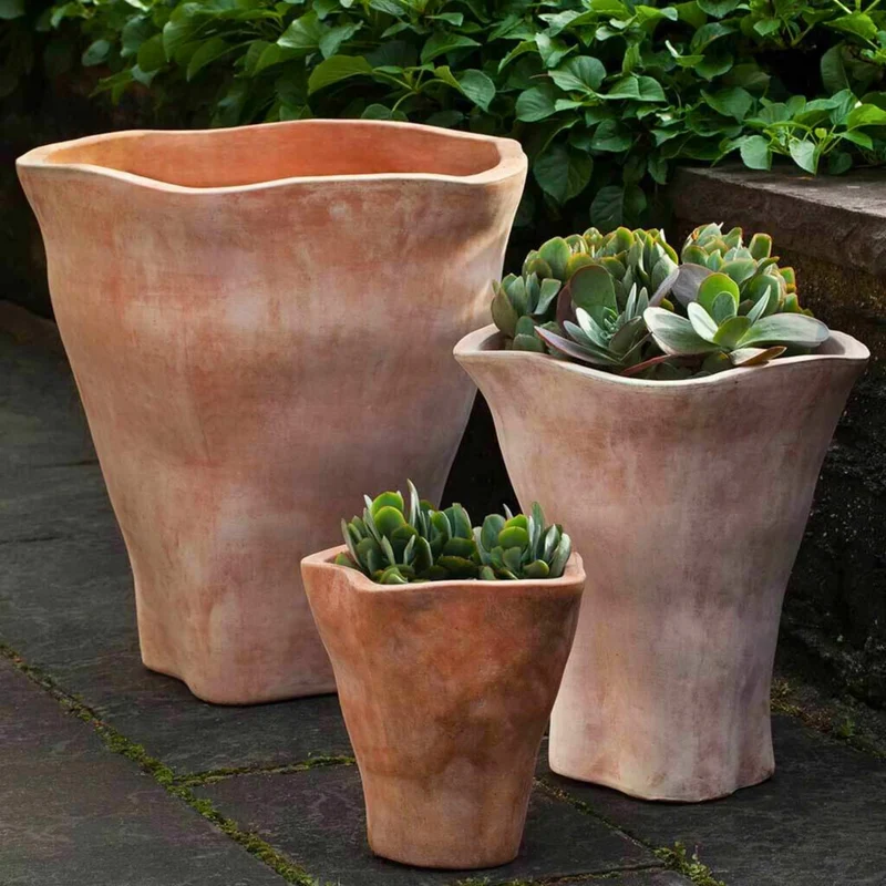 Foxglove Tall Set of 3 Terra Cotta Planters - Campania #6016