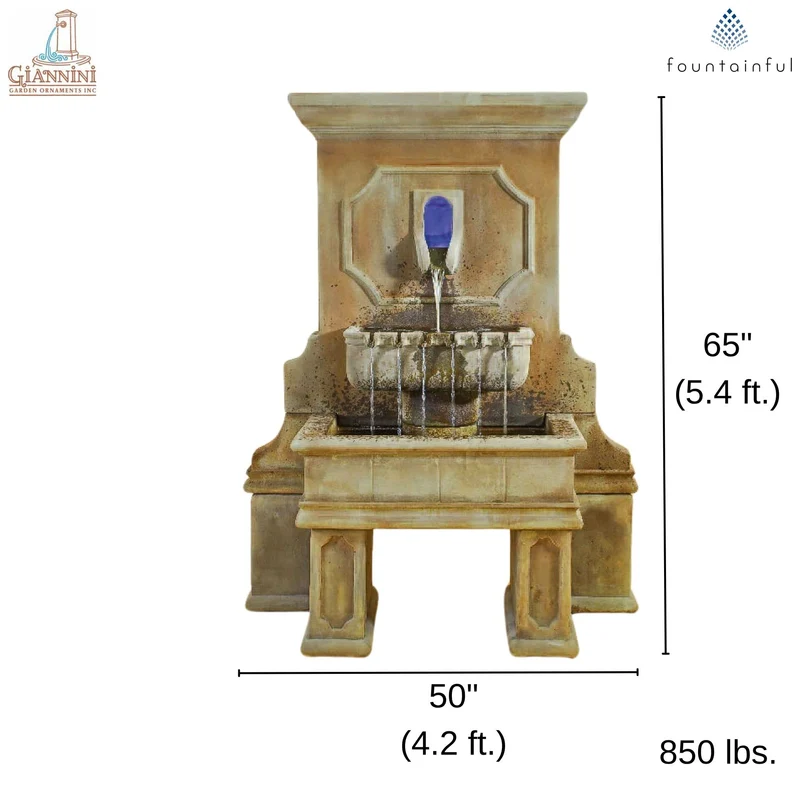 Savona Concrete Wall Fountain w/Legs - Giannini #1546
