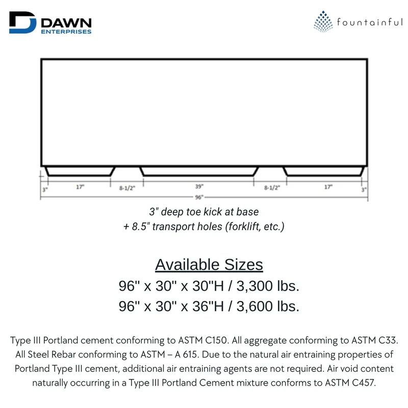 8FT Large Rectangular Concrete Planter - Architectural Collection