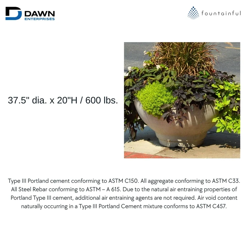 Deco 3FT Concrete Bowl Planter - Architectural Collection