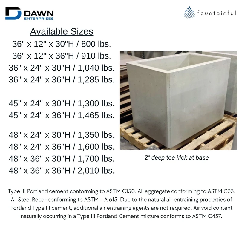 Classic Rectangular Concrete Planter - Architectural Collection