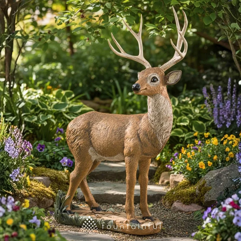 Mule Deer Buck Concrete Garden Statue - Fiore #580