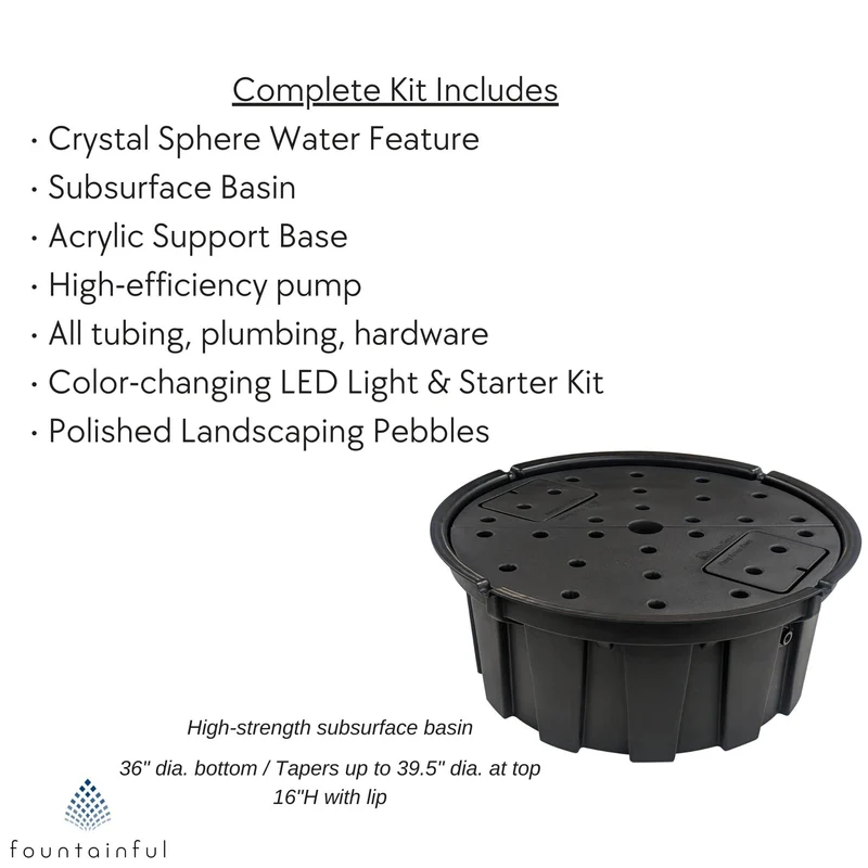 Crystal Sphere (14") Water Fountain - Complete Kit - Blue Thumb