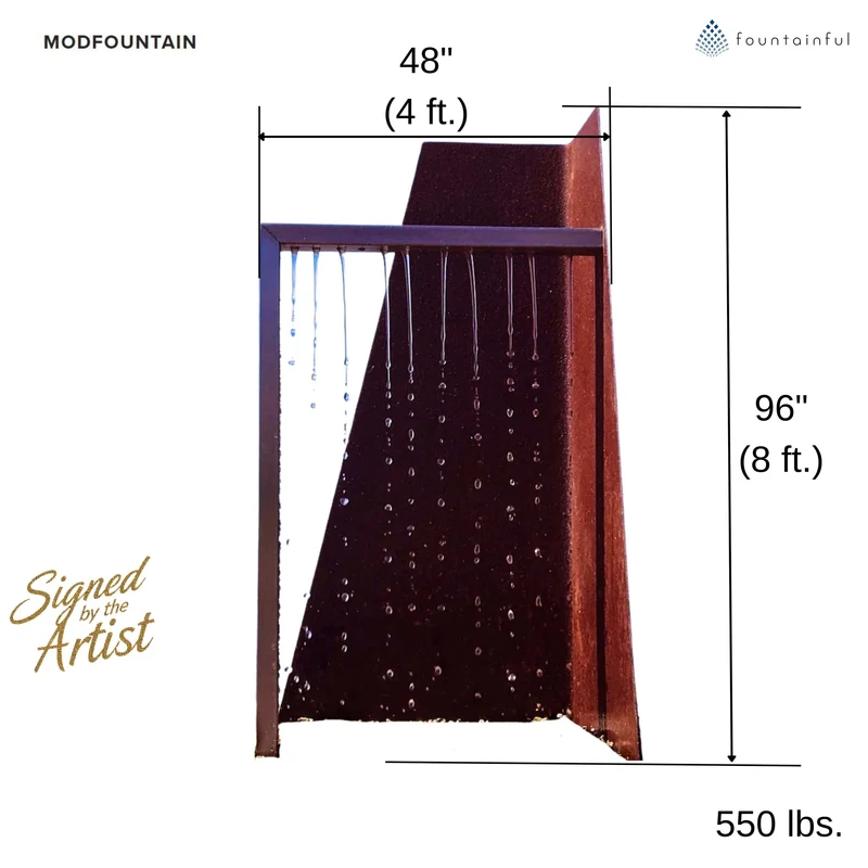 Trapezoid-D Modern Steel Rain Curtain Fountain