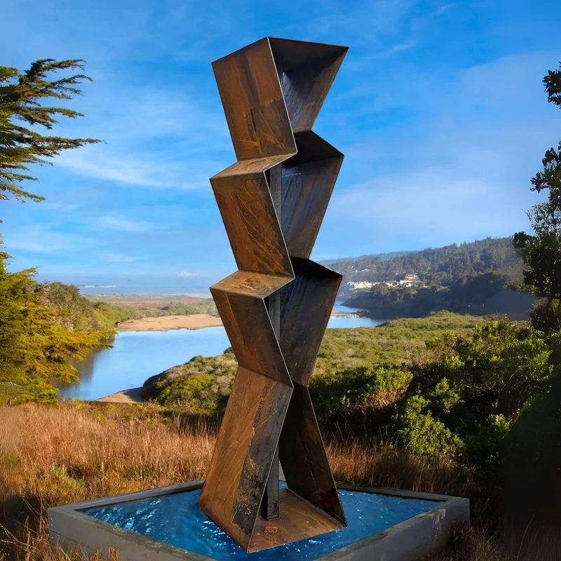F3 Modern Fountain in Corten Steel
