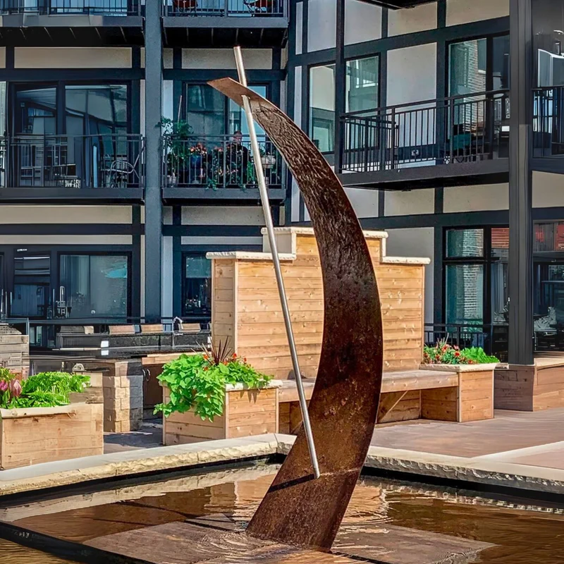Wave-2 Modern Fountain in Steel