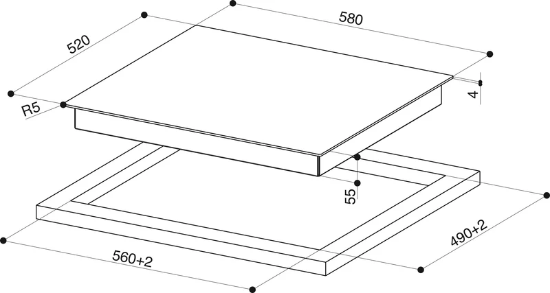 PIANO INDUZIONE FCH 64 BK KL
