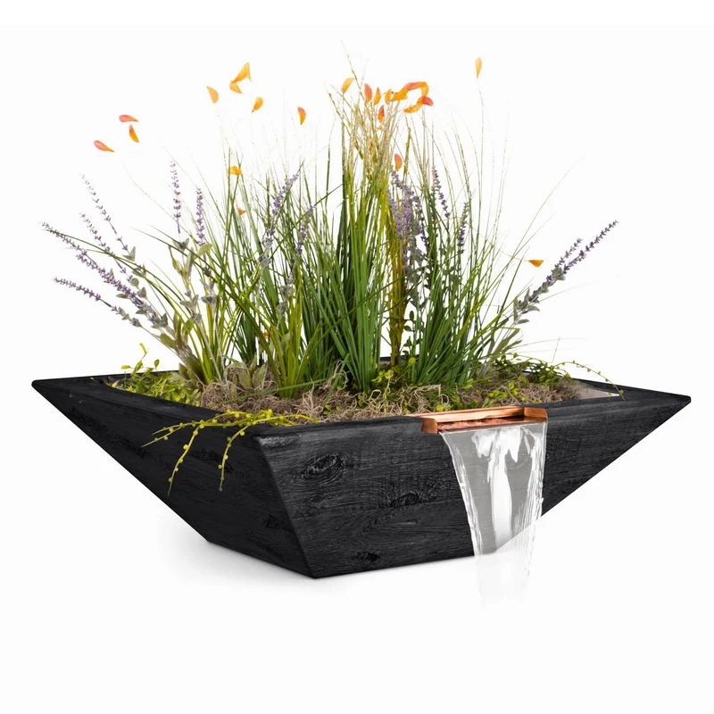 Maya "Woodgrain" Concrete Planter & Water Bowl - The Outdoor Plus