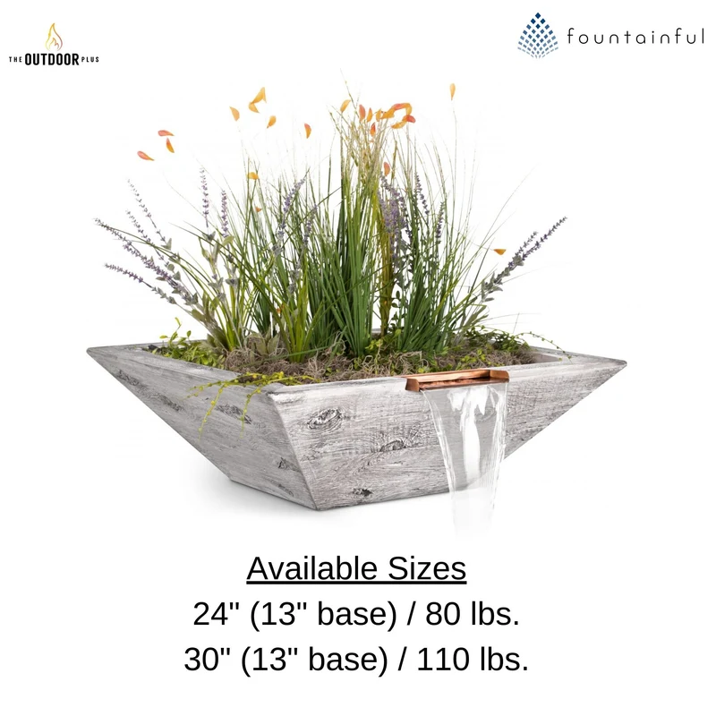 Maya "Woodgrain" Concrete Planter & Water Bowl - The Outdoor Plus