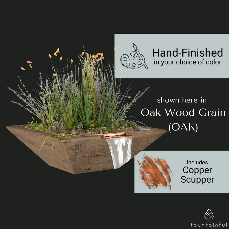 Maya "Woodgrain" Concrete Planter & Water Bowl - The Outdoor Plus
