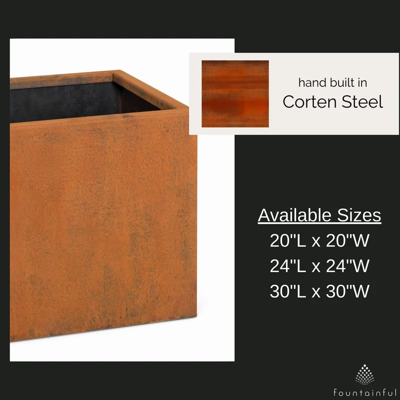 Moderna Square Corten Steel Planter - The Outdoor Plus