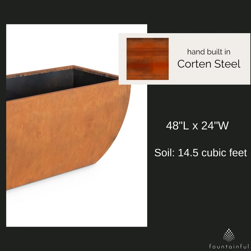 Tuscon Rectangular Corten Steel Planter - The Outdoor Plus