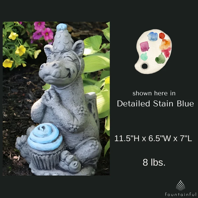 Lil Dragon "Celebrate" Concrete Garden Statue - Massarellis #5117