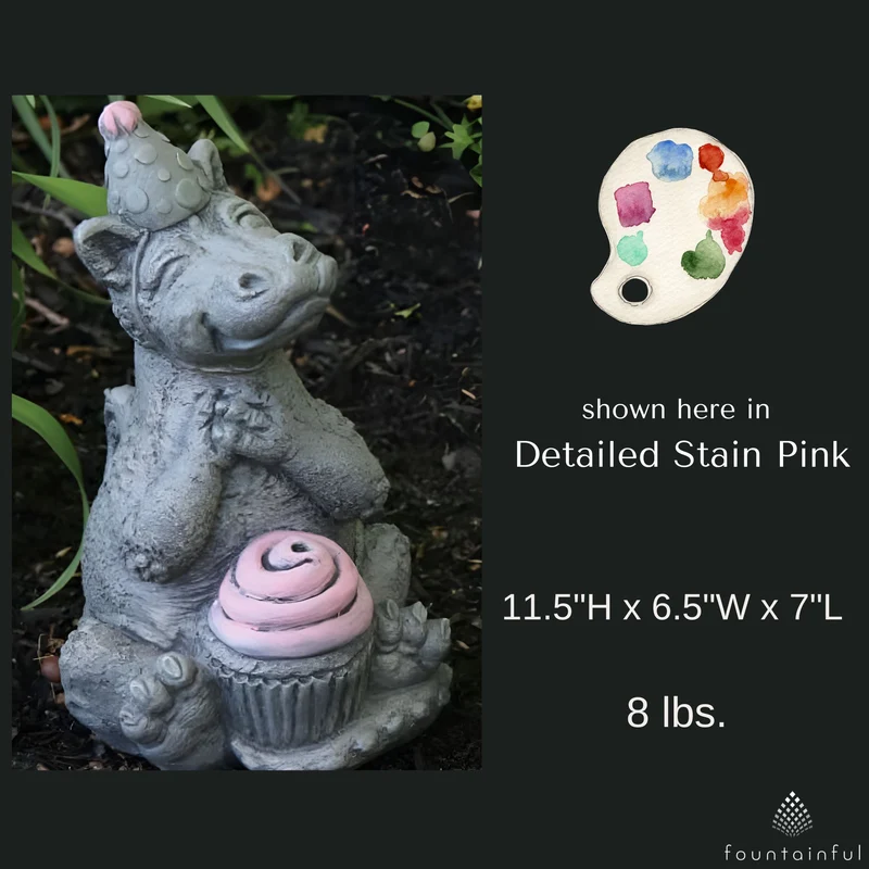Lil Dragon "Celebrate" Concrete Garden Statue - Massarellis #5117