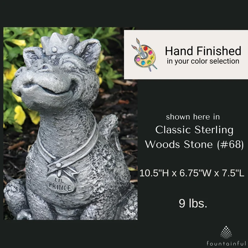 Lil Dragon "Prince" Concrete Garden Statue - Massarellis #5113