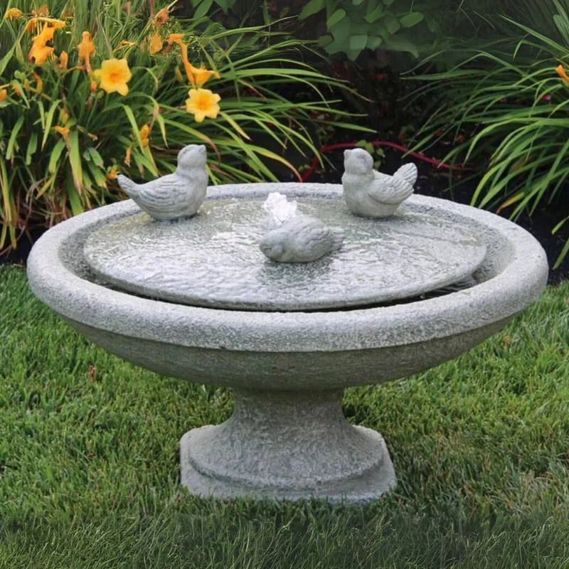 Singing Birds Oval Concrete Fountain - Massarellis #3899