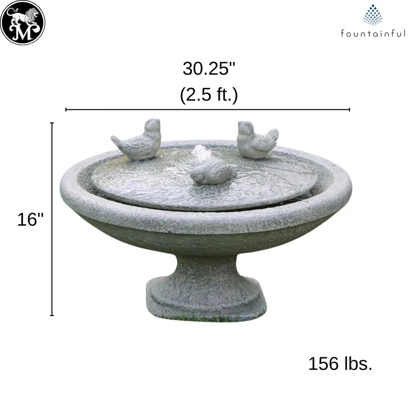 Singing Birds Oval Concrete Fountain - Massarellis #3899