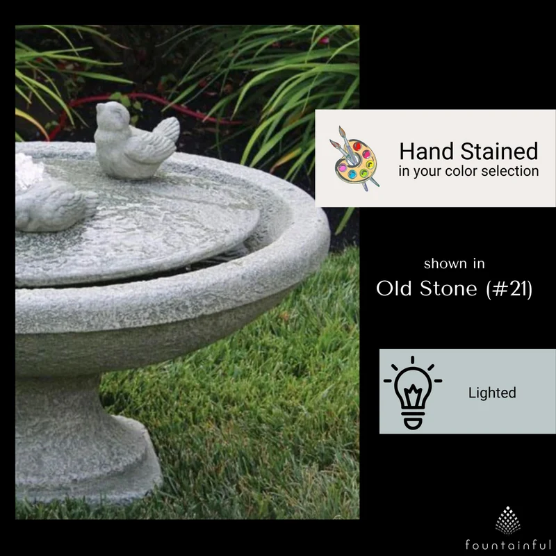 Singing Birds Oval Concrete Fountain - Massarellis #3899
