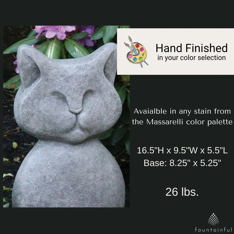 Contemporary Cat Concrete Garden Statue - Massarellis #7601