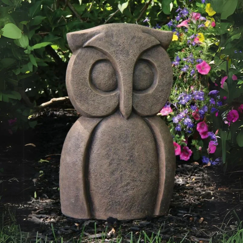 Contemporary Owl Concrete Garden Statue - Massarellis #7598