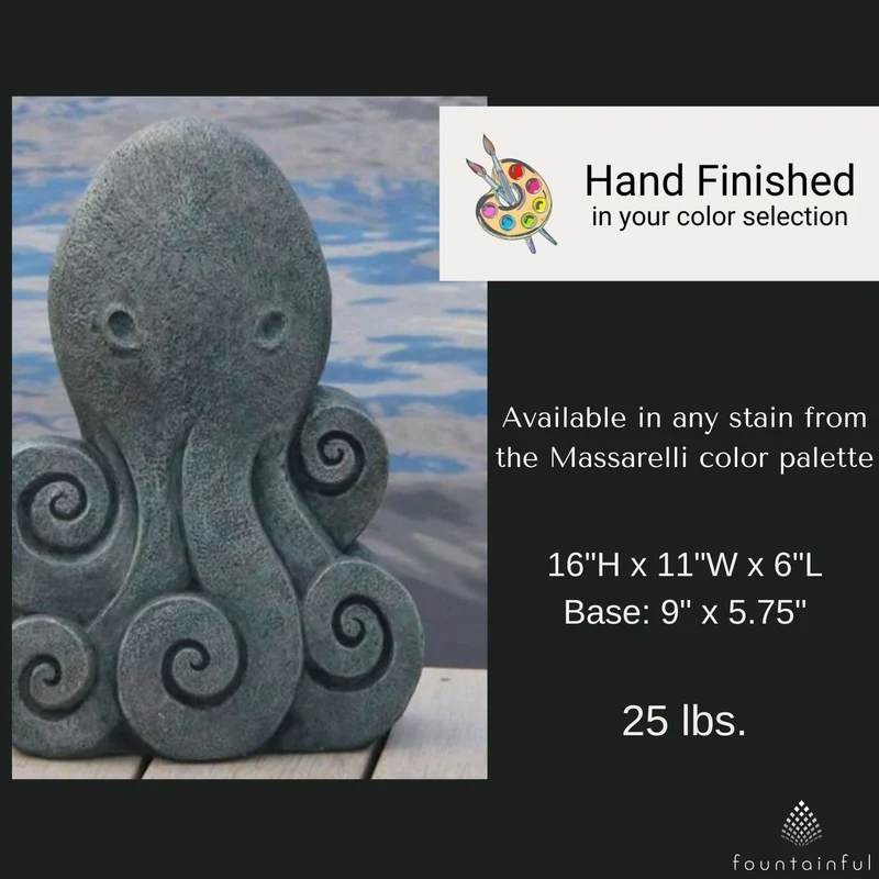 Contemporary Octopus Concrete Garden Statue - Massarellis #7607