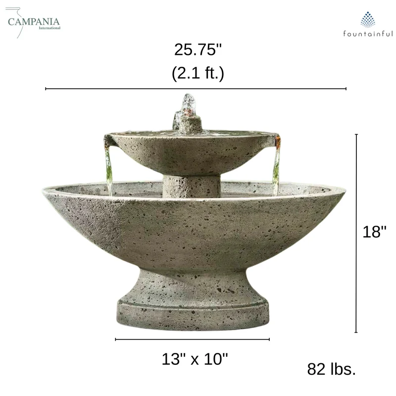 Jensen Oval 2-Tier Concrete Fountain - Campania #FT221