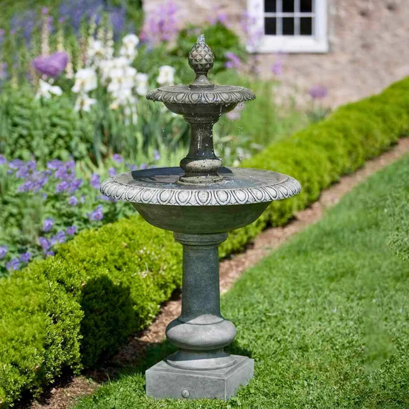 Williamsburg Pineapple 2-Tier Concrete Fountain - Campania #FT132