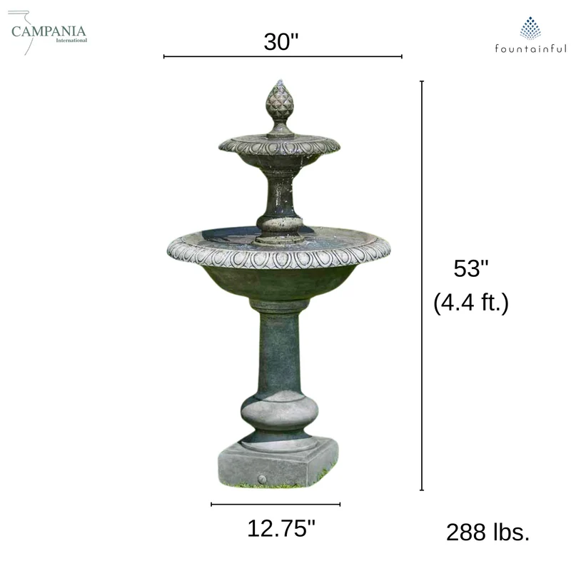 Williamsburg Pineapple 2-Tier Concrete Fountain - Campania #FT132