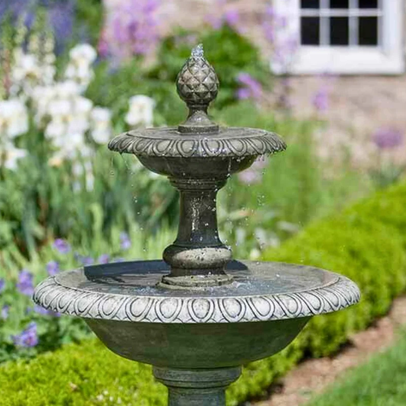 Williamsburg Pineapple 2-Tier Concrete Fountain - Campania #FT132