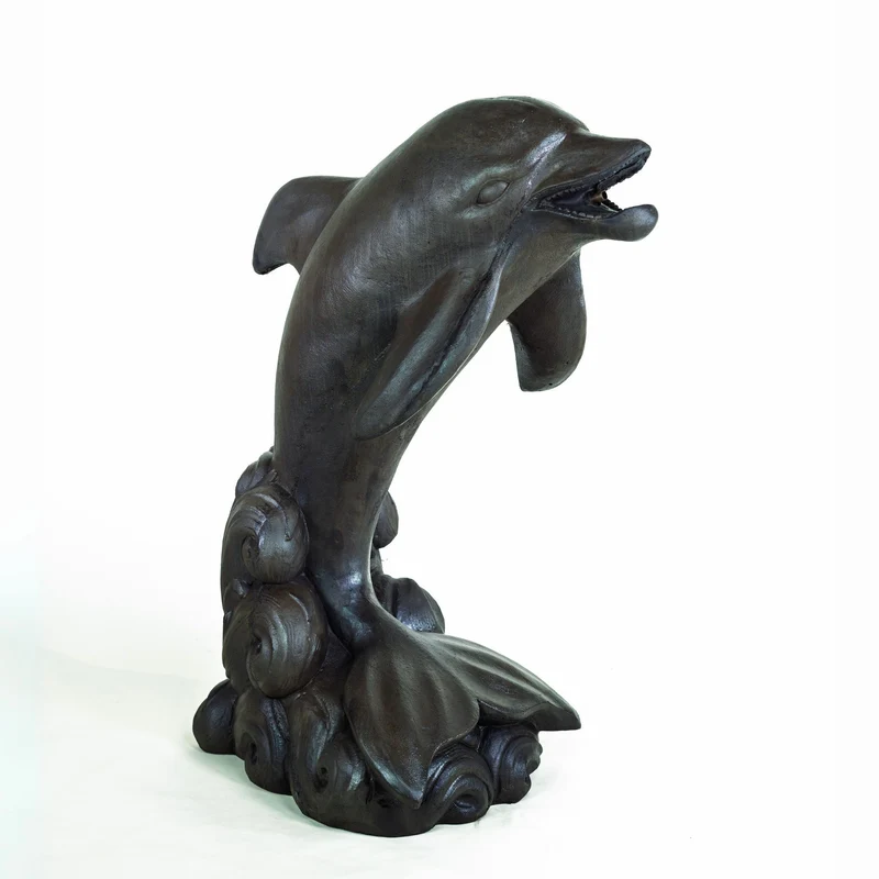 Delfino Plumbed Concrete Dolphin Statue - Giannini #8123