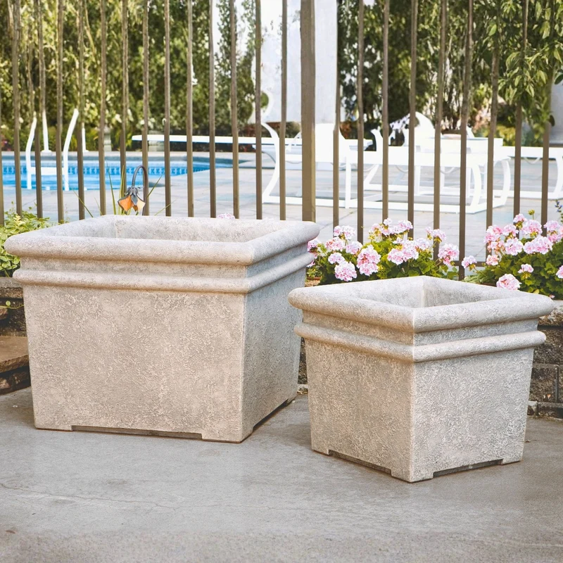 Urban Large Square Box Concrete Planters - Massarellis