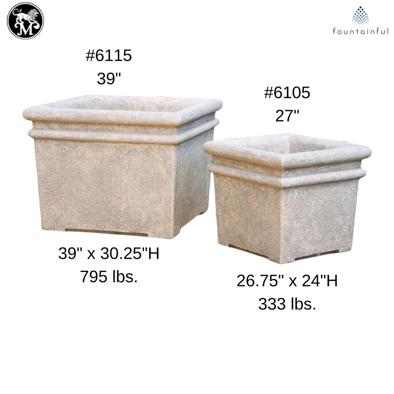 Urban Large Square Box Concrete Planters - Massarellis