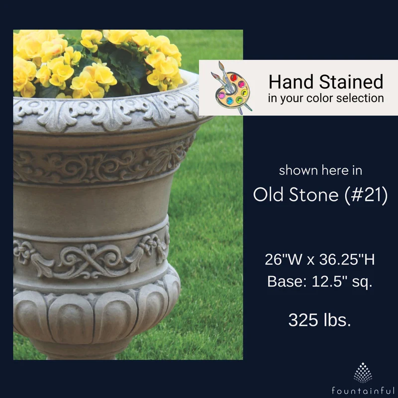 Scroll Leaf Concrete Urn Planter - Massarellis #6979