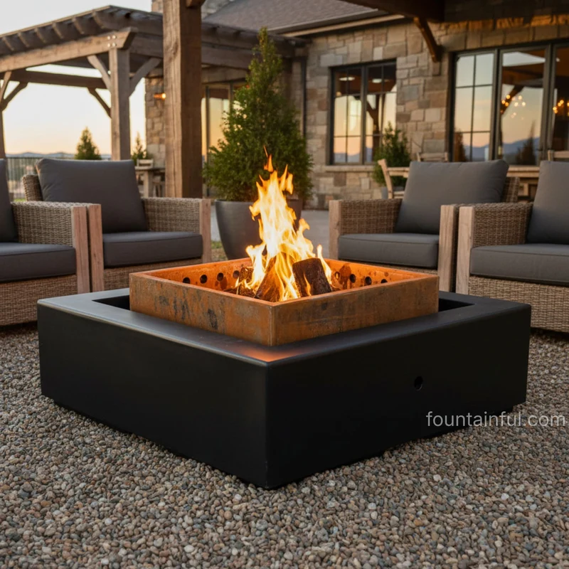 The Solar Smokeless Fire Pit - Concrete & Steel - Outdoor Plus