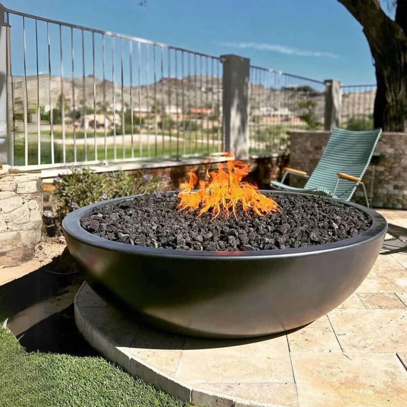 Sedona Large Concrete Gas Fire Pit - The Outdoor Plus
