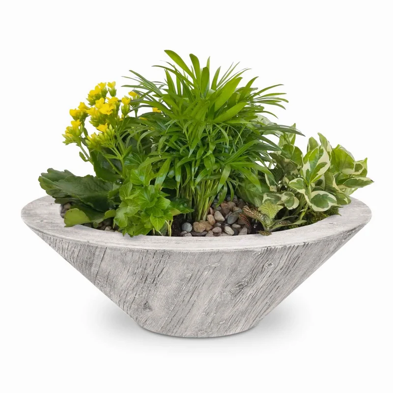 Cazo "Woodgrain" Concrete Planter Bowl - The Outdoor Plus