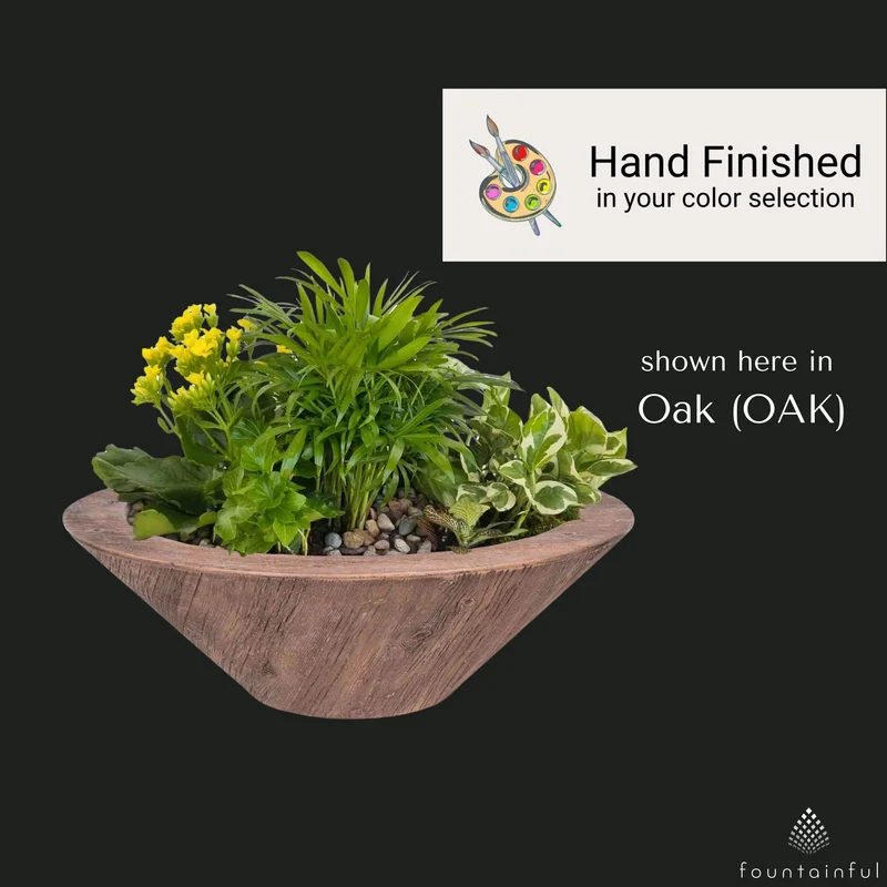 Cazo "Woodgrain" Concrete Planter Bowl - The Outdoor Plus
